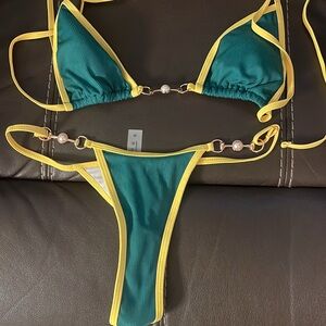 Teal and Yellow Bikini Set